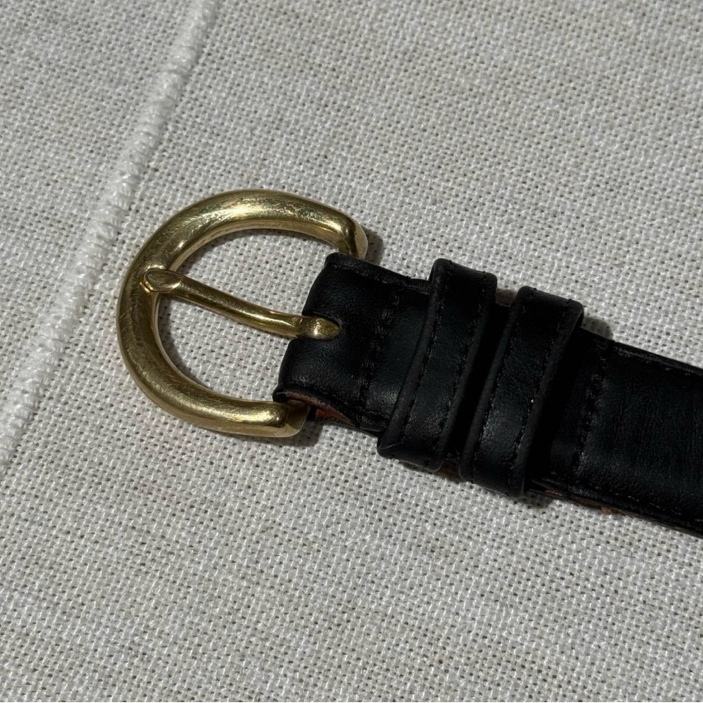 Vintage COACH Black Leather Belt with Gold Buckle